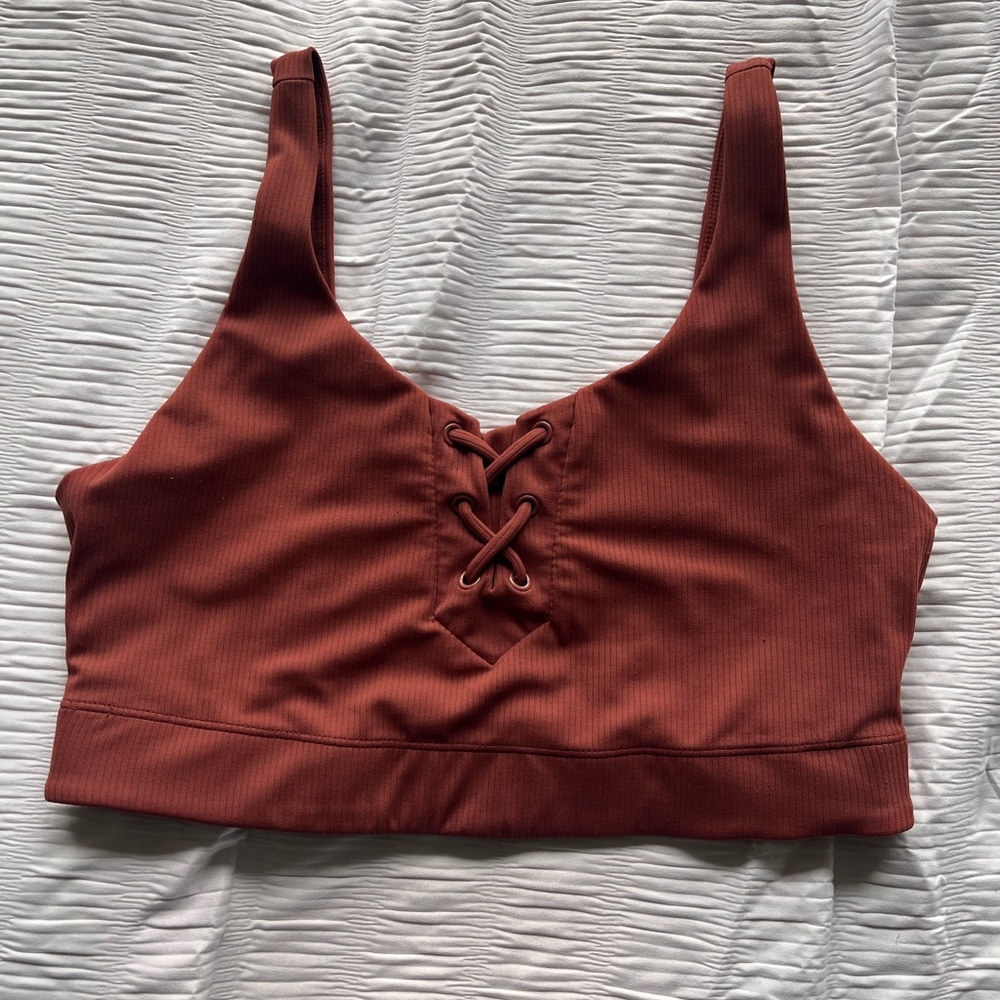 Rust Lace-Up Crop Top